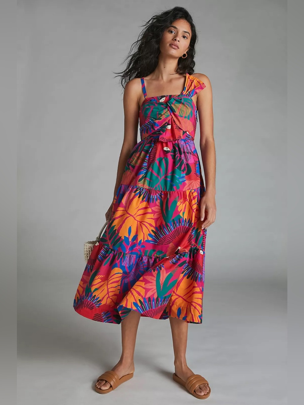 FARM RIO 
Macaw Bow Top Midi Dress